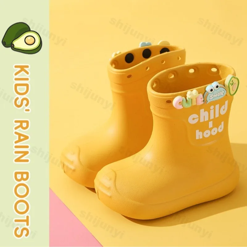 احذية المطر للأطفال 2025 جديد لطيف الكرتون الديكور بنين بنات احذية المطر إيفا الاطفال أحذية ماء موضة لتقوم بها بنفسك أحذية مضادة للماء #3