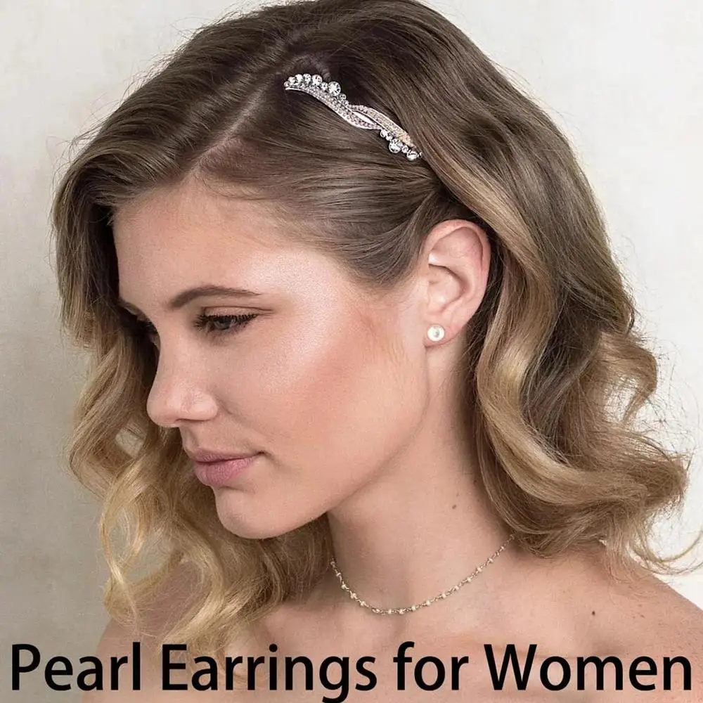 6 Pairs Elegant Hypoallergenic Stainless Steel Tiny Small and Big Ball Faux Pearl Stud Earrings Set for Women Girls 3-8MM
