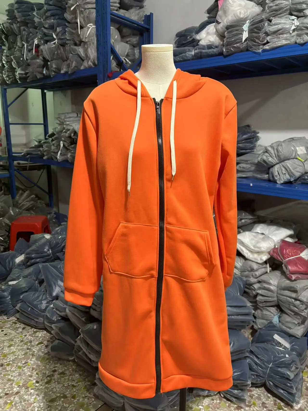 Long Zip Hooded Sweat Jacket For Women Drawstring Long Sleeve Outerwear With Side Pockets For Cold Season Daily Matching