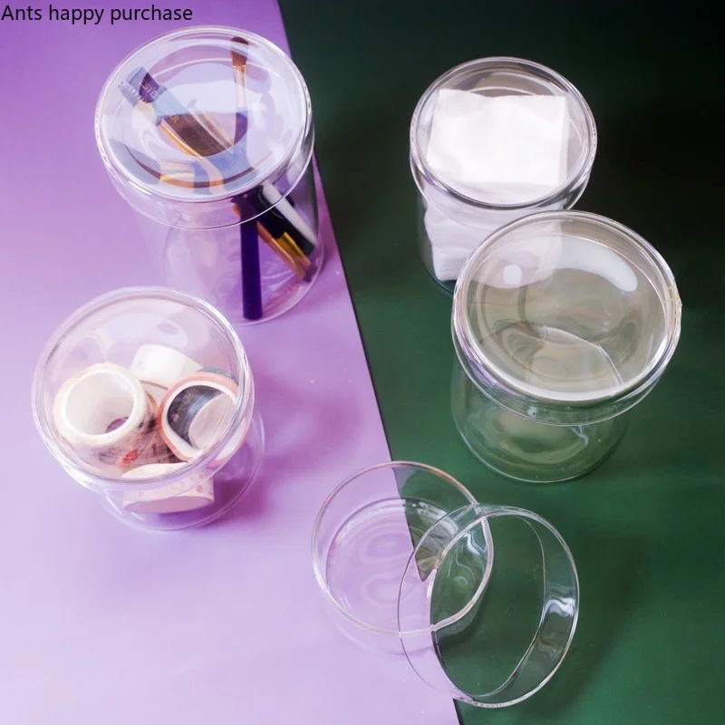 Transparent Glass Jar Storage Tank Storage Jar Candy Jars Cotton Swab Box Glass Bottle Organizer Decorative Jars Storage Boxes