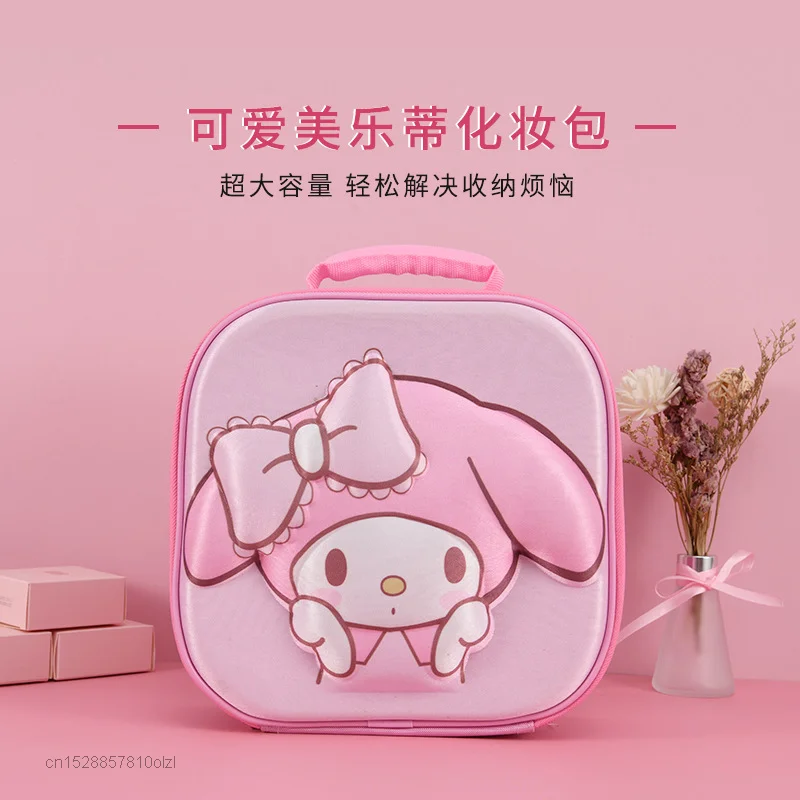 Sanrio Hello Kitty Cartoon Cosmetic Case Kuromi Melody Makeup Bag Travel Women Large Capacity Beauty Make Up Box Organizer