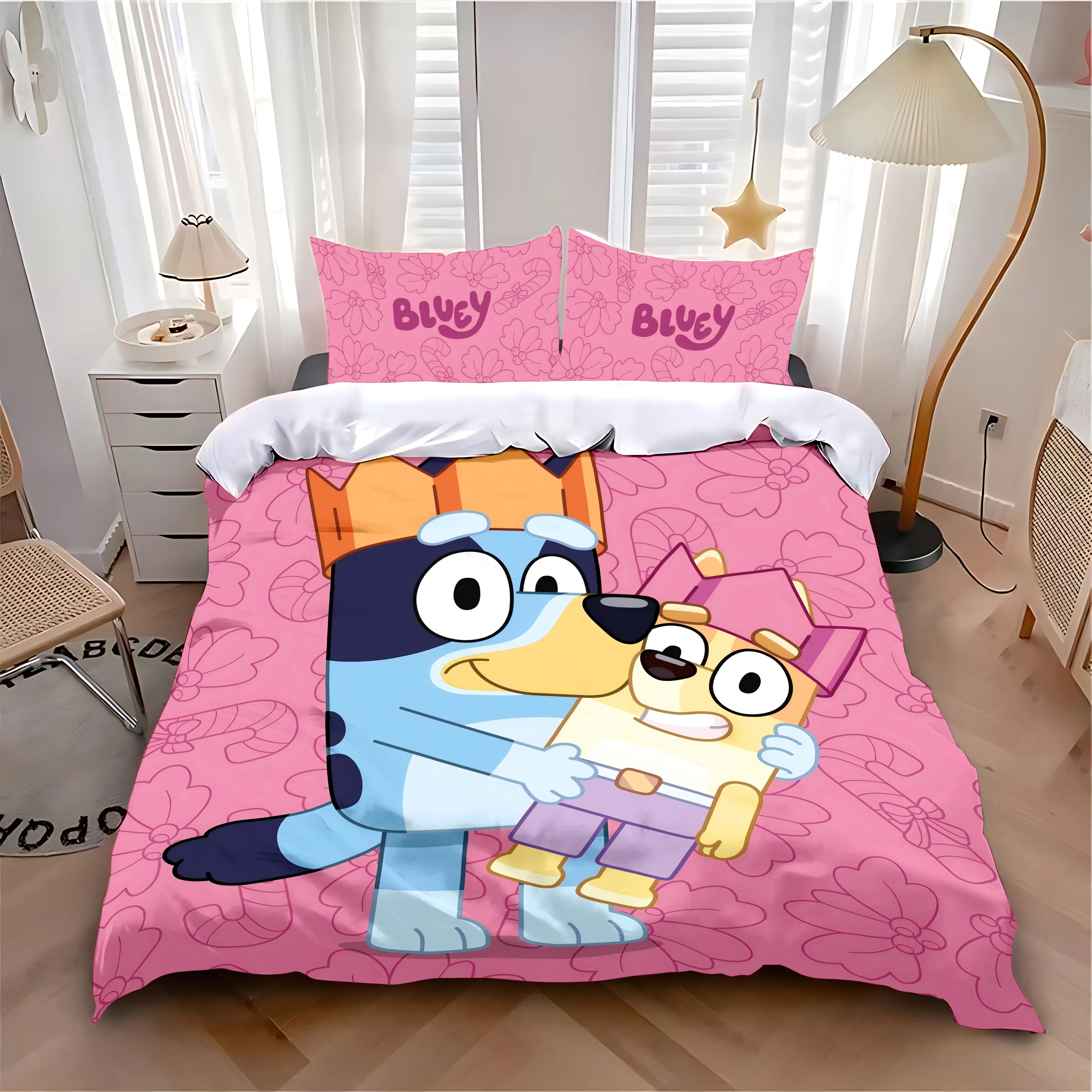 Duvet Cover Pillowcase Bedding Set Hot Cartoon Cute B-Blueys Adult Boy Girl Bedroom Decoration Children Single Double Large Size