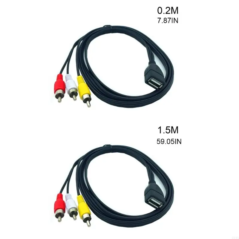 Q5WA USB أنثى إلى 3RCA Male Cable Adapter
