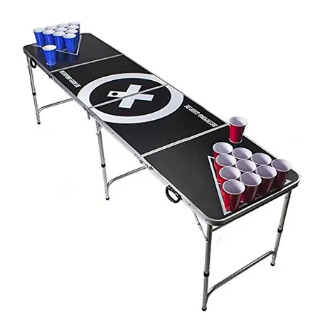 Custom Adjustable 8' Portable Folding Black Outdoor Furniture for Drinks Customizable Height Outdoor Aluminum Beer Pong Table