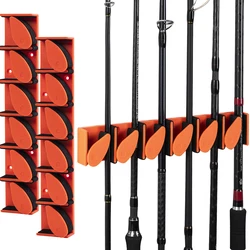 Goture Fishing Rod Holder Horizontal 6-Rod Rack ABS Plastic Storage Wall Mount Fishing Rod Rack Fishing Pole Holder for Garage