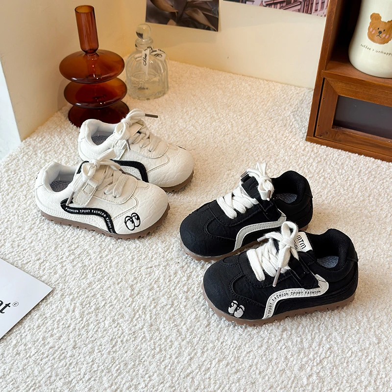 

Children Casual Sneakers Spring New Outdoors Flat Shoes Boys Girls Black White Classic Training Toddler Kids Running Sport Shoes