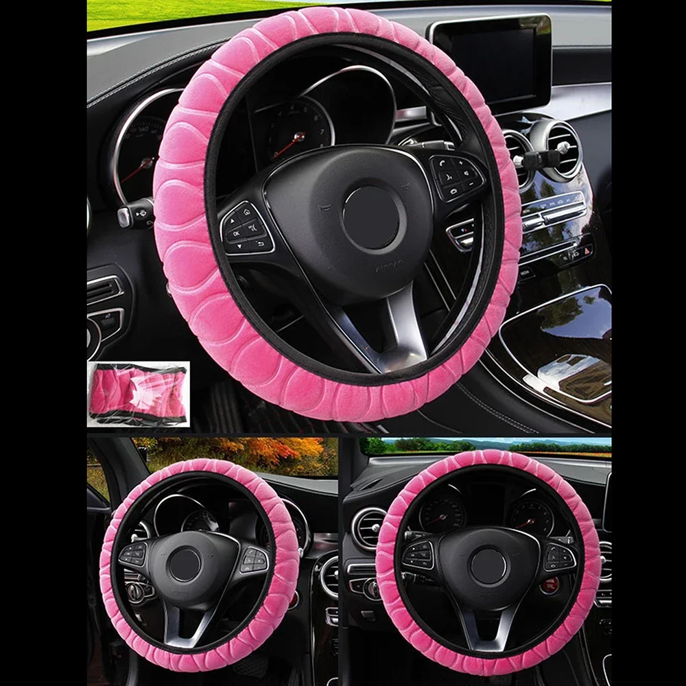 Universa 37-38cm Car Steering Wheel Covers Auto Steering Wheel Case Super Soft Plush Elastic Car Cover for Women Men Winter Warm