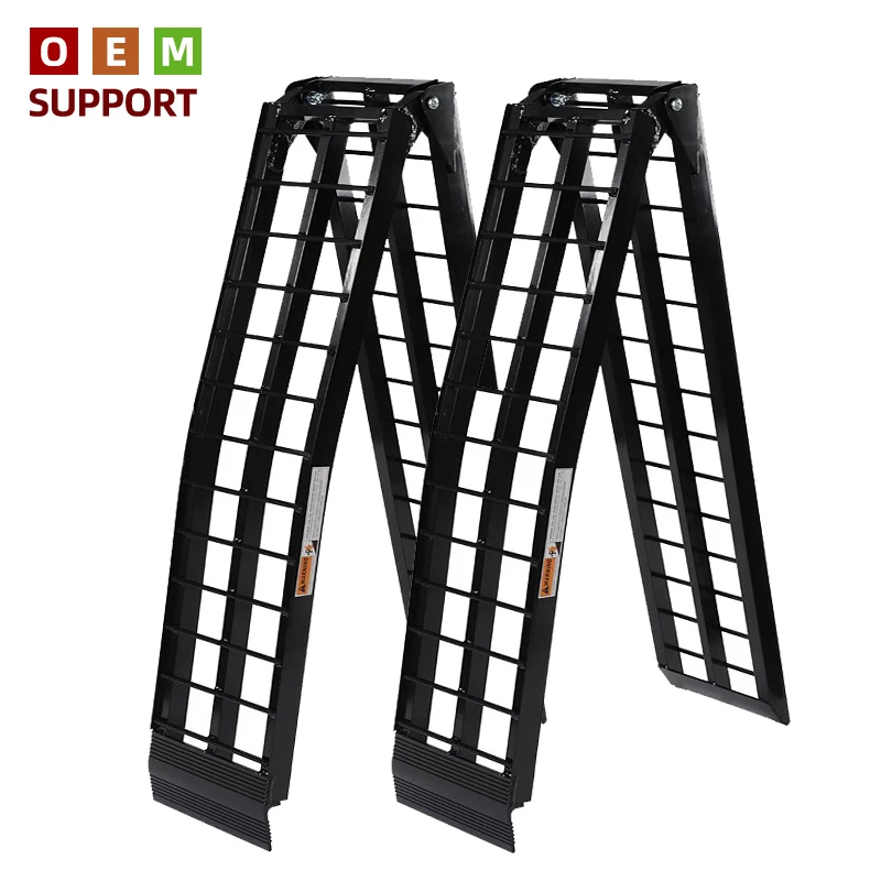 KARLION 2.7m Black Anodized Aluminum Ladder 270KG Capacity Non-Slip Wide Steps for Motorcycle Transportation Moto Ramps