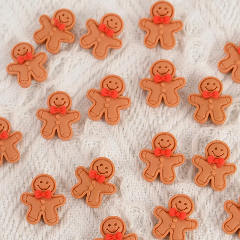 10/20pcs Christmas Gingerbread Man Charms Ornaments Resin Gingerbread Figurine DIY Xmas Tree Pendants Home Decor Jewelry Making