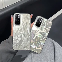 Redmi 10 2022 IMD Gradient Laser Feather Ripples Patterned Soft Case For Redmi Note 10 10s 11 Pro 12 4G Cellur Phone Cover Coque