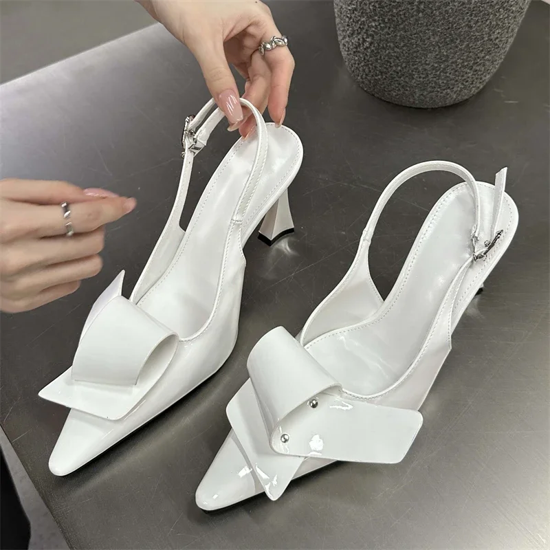 Eilyken 2024 New Design Splicing Rivet Buckle Strap Women Pumps Thin High Heels Pointed Toe Stripper Elegant Party Shoes