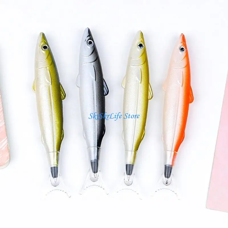 E65E 6Pcs Halloween Christmas Gifts Fish Shaped Pen Ballpoint Pen Novelty Fishing Pen