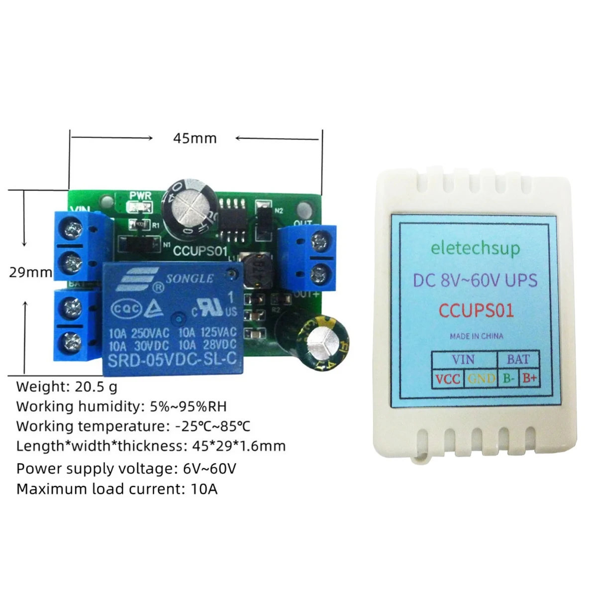 Power-OFF Protection Module Automatic Switching Module UPS Emergency Cut-off Battery Power Supply 6V-60V Control Board