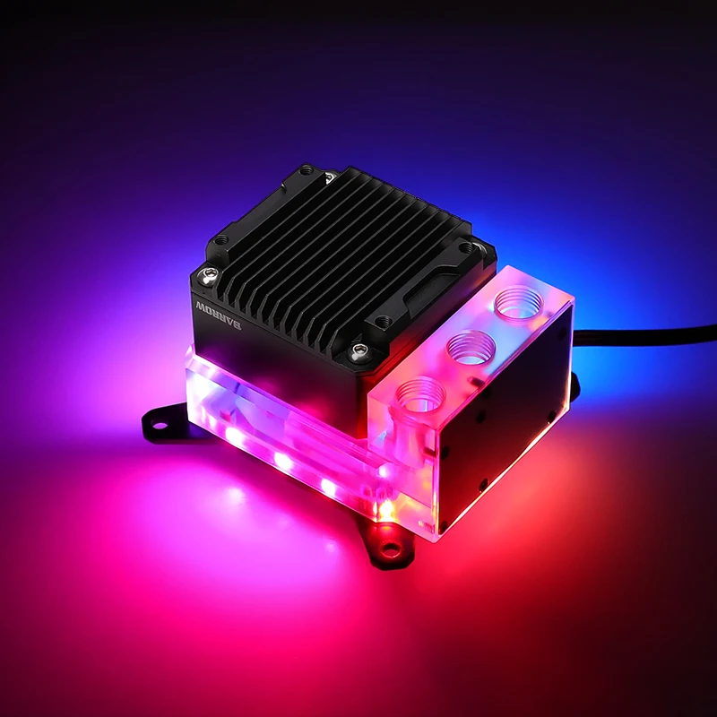 Barrowch CPU Water Cooling Block Pump Reservoir Three In One,17W PWM Intelligent Pump,OLED Digital Display,FBLTPRK-04I/LTPRK-04I