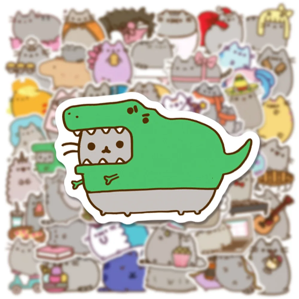 50 Stück Pusheen Anime-Aufkleber, wasserdicht, für Graffiti, Skateboard, Notizbuch, Handy, niedliche Dekorationsaufkleber, Spielzeug – Detail 14