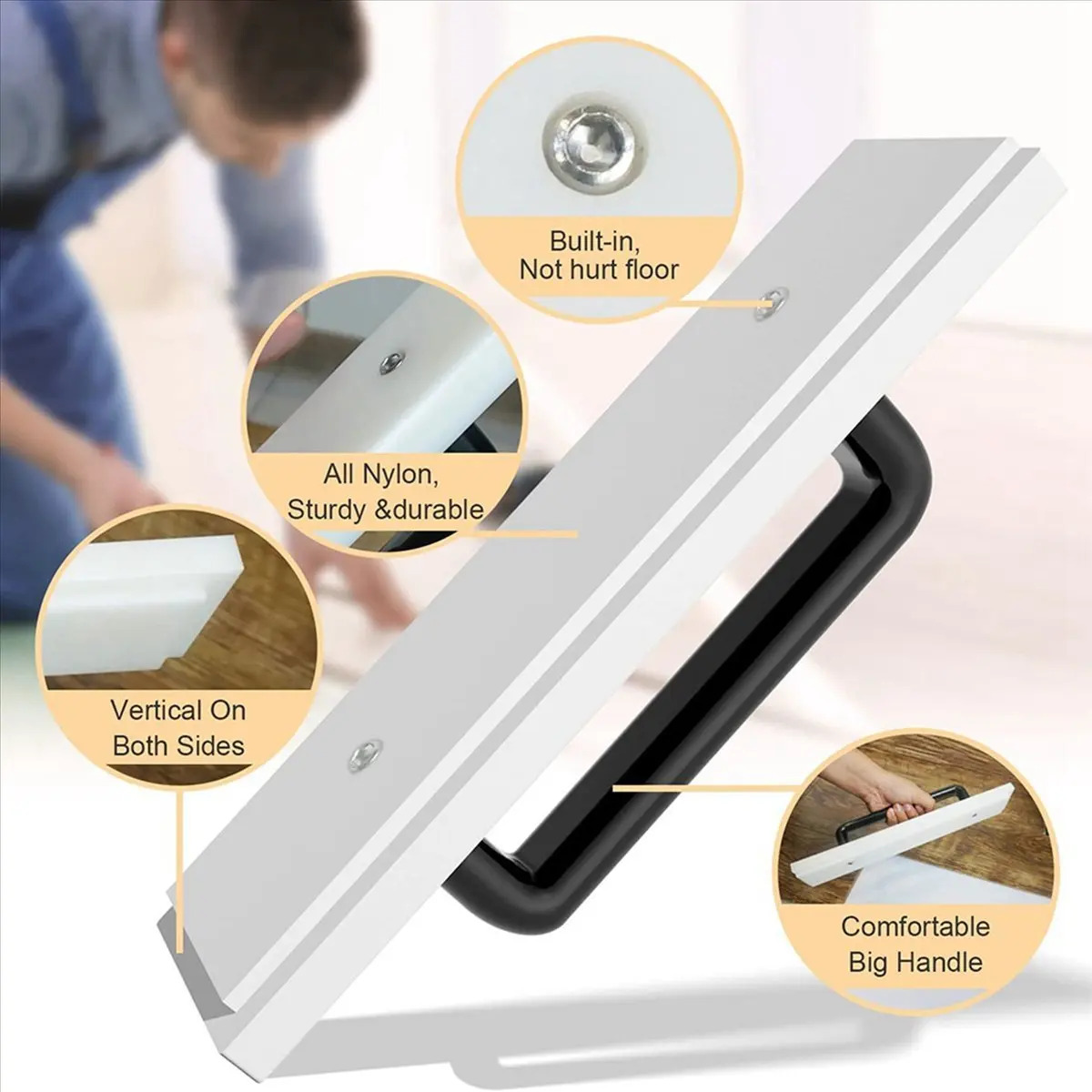 HITL 2X Tapping Block for Vinyl Plank Flooring Install Flooring Tapping Block with Big Handle Lengthen Floor Tools (300mm)