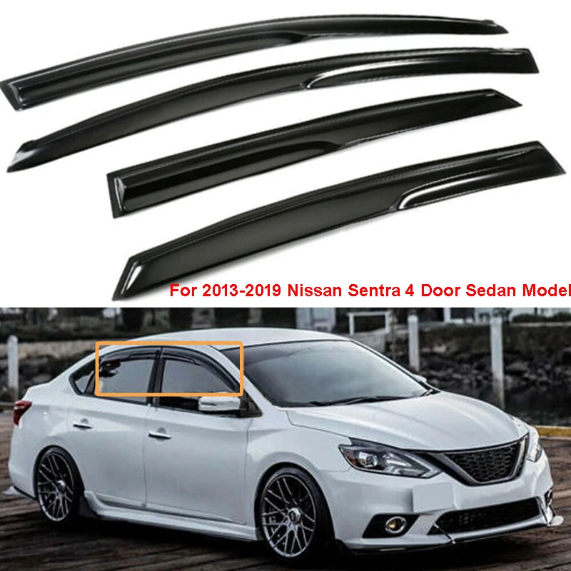 

For 2013-2019 Nissan Sentra Wavy Mugen Smoke Tinted Window Visor Rain Guard Vent