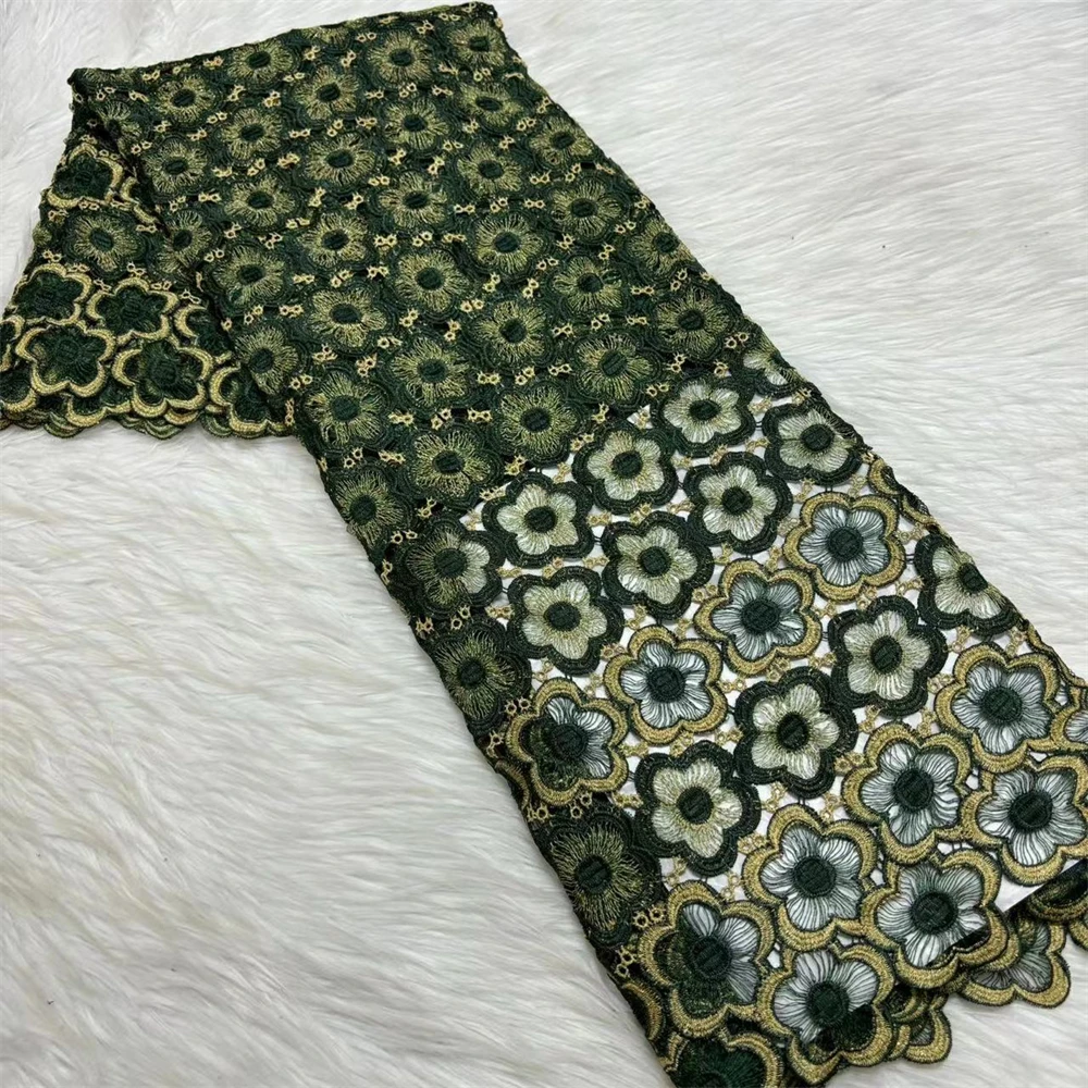 

Африканское кружево 2025 года, новейший дизайн, гипюровый шнур с вышивкой, кружево для женщин, праздничное платье, 5 ярдов, французские кружевные ткани