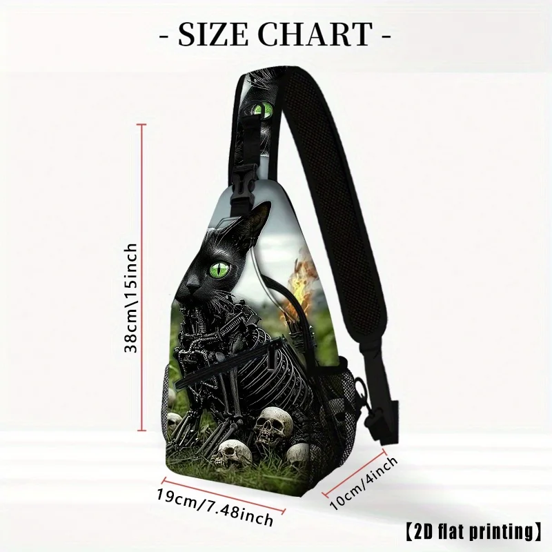 Hell Skull Cat Gothic Crossbody Bag Women's Purse with Adjustable Strap, Zipper Closure Durable Polyester Bag for Halloween