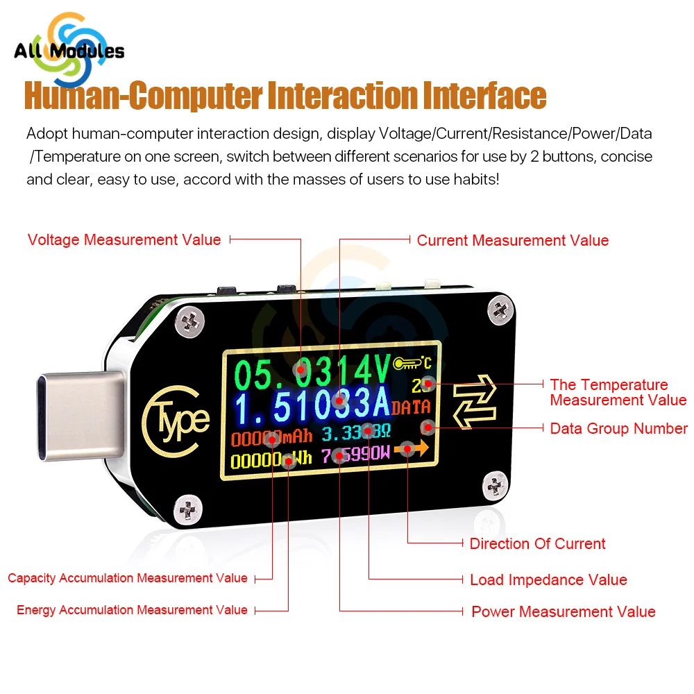 TC66/TC66C Fast Charging PD Protocol Detection Deception Type-C Voltage Current Meter USB Capacity Measurement Tester USB