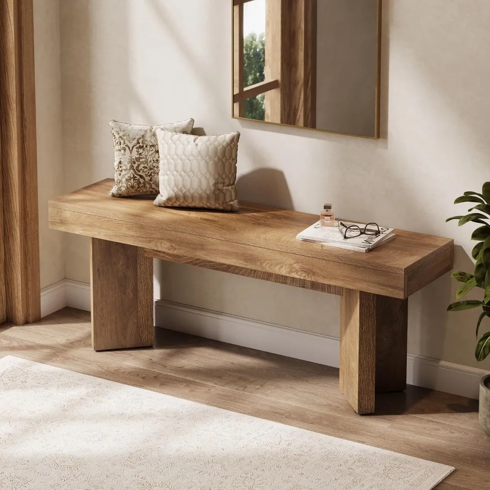 Farmhouse Style 47 Wooden Bench for Entryway, Bedroom, Hallway, and Foyer