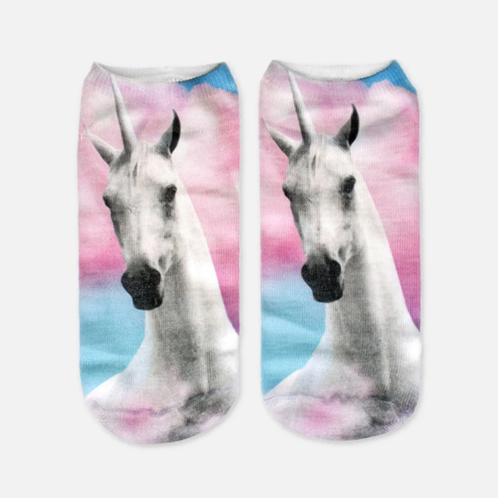 Harajuku 3D Druck Einhorn Frauen Kawaii Ankle Licorne Chaussette Femme Calcetines Mujer Nette Kunst Socken Unisex – Detail 10