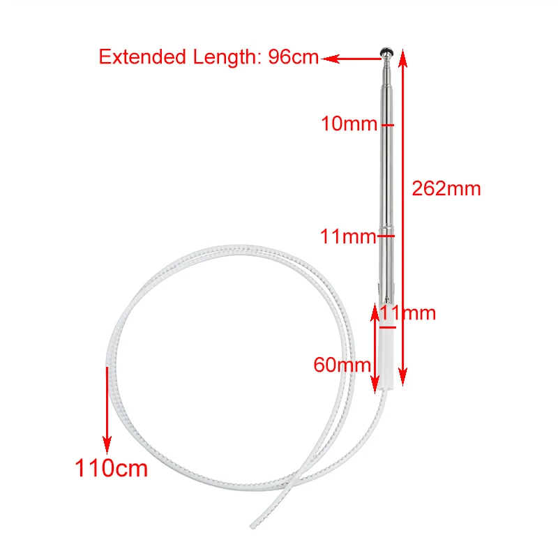 Car Antenna for Mitsubishi Pajero 2000-2006 AM/FM Radio Signal Aerials Mast Rope 6-Section Steel antena eletrica automotiva