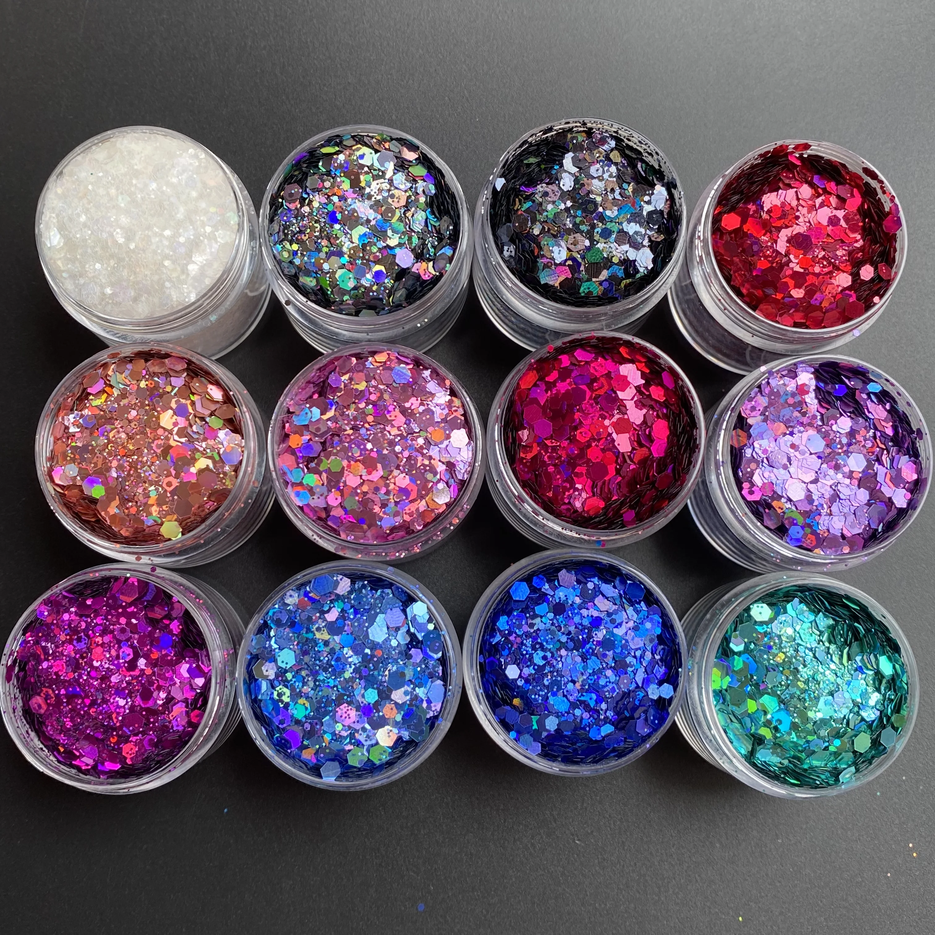 15G/Pot Holografische Gemengde Pailletten Dikke Nagel Glitter Bulk Laser Rood Zilver Vlokken Manicure Decoratie