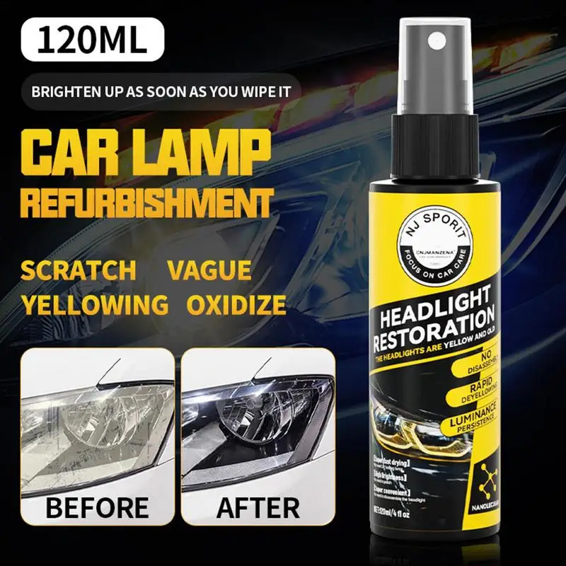 Car Headlight Restoration Spray Liquid Car Light Cleaner and Restorer Headlight Restorer Resistant Headlight Polishing Spray