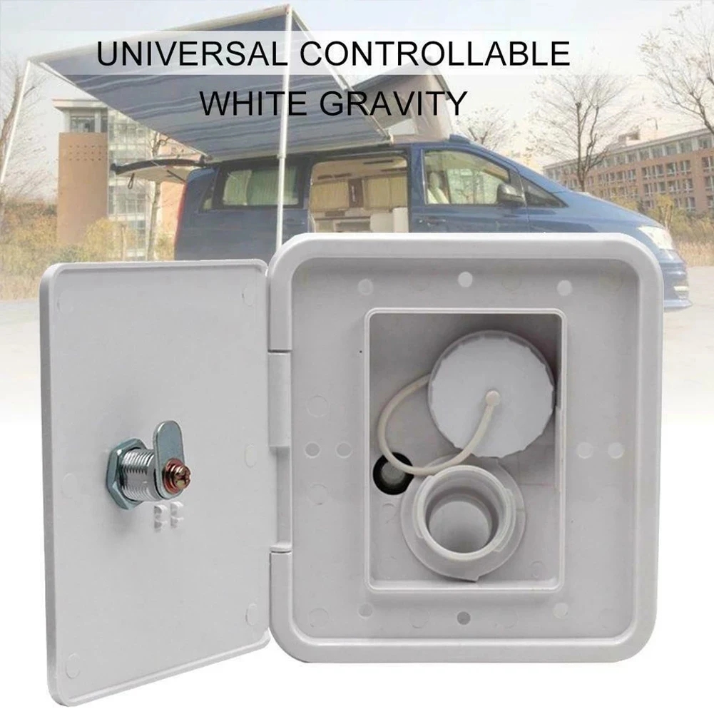 RV Gravity Water Filler Square Hatch Water Box with Key Screw RV Trailer Caravan Accessories