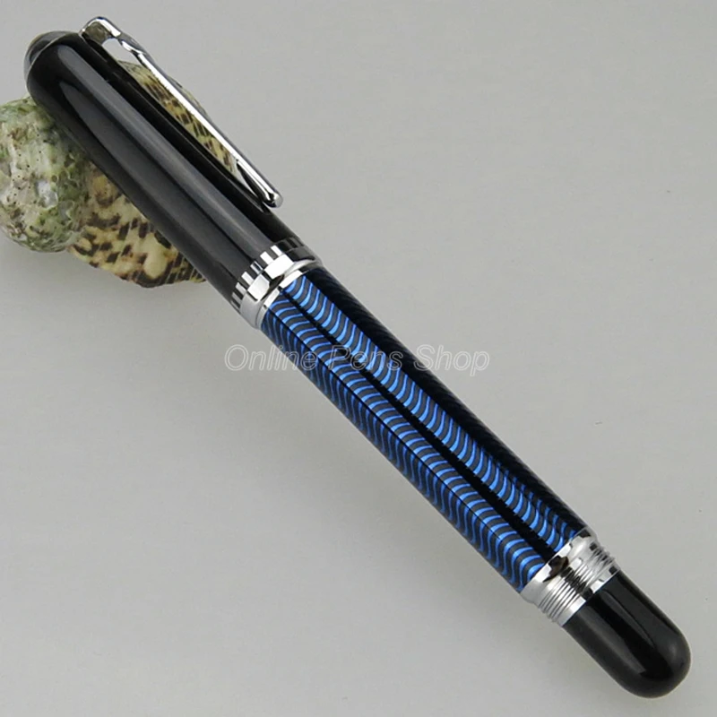Duke Blue & Silver Carbon Fiber Metal Roller Ball Pen Professional Writing Pen DRP014