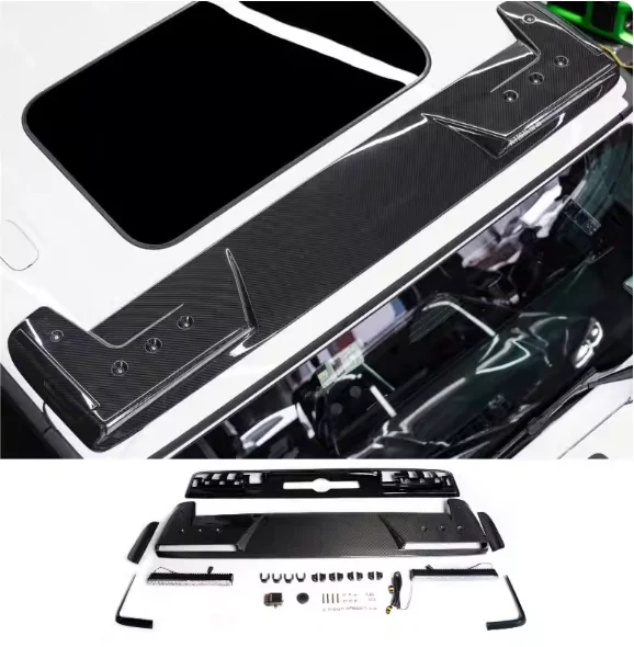 

For Mercedes-Benz W465 G-Class G500 G63 AMG 2025 2026 Real Dry Carbon Front Roof Wing Lip Spoiler Whit LED Lamp