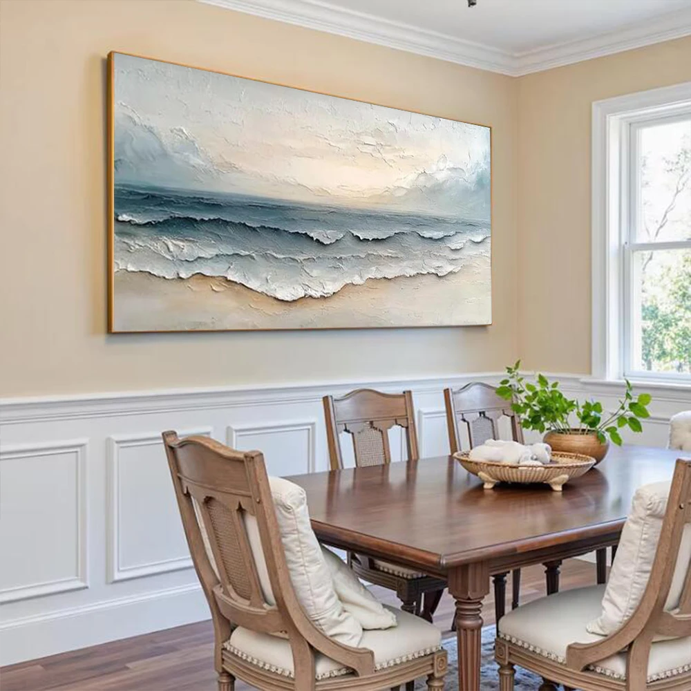 

100% handmade sea view Murals Abstract Oil Painting On Canvas Thick image Living Room Decor Wall Art Picture Modern Home Pendant