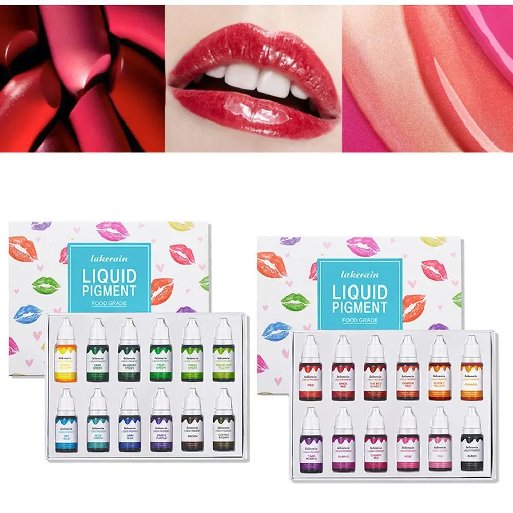 12 cores diy artesanal brilho labial multi-cor tingimento pigmento portátil lipgloss cosméticos para salão profissional doméstico