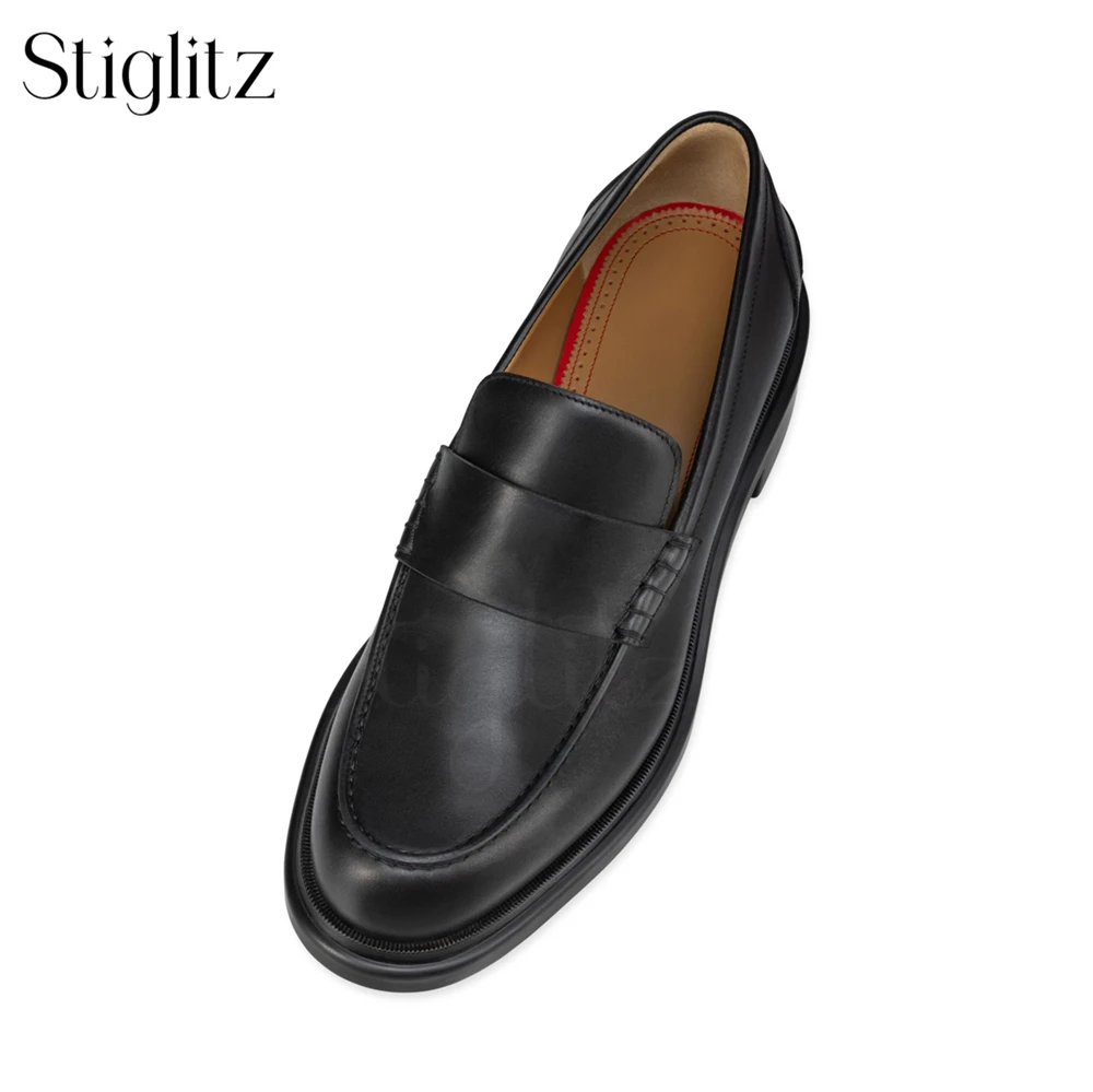 Mocasines cómodos de cuero suave para hombre, zapatos de vestir elegantes de cuero marrón y negro, zapatos de punta redonda, zapatos artesanales personalizados