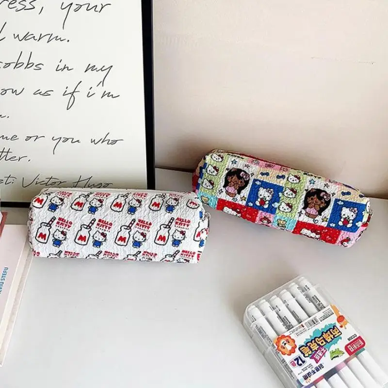Hello Kitty canvas etui met hoge capaciteit opbergtas student briefpapier cosmetisch etui schattige meisjesgeschenken