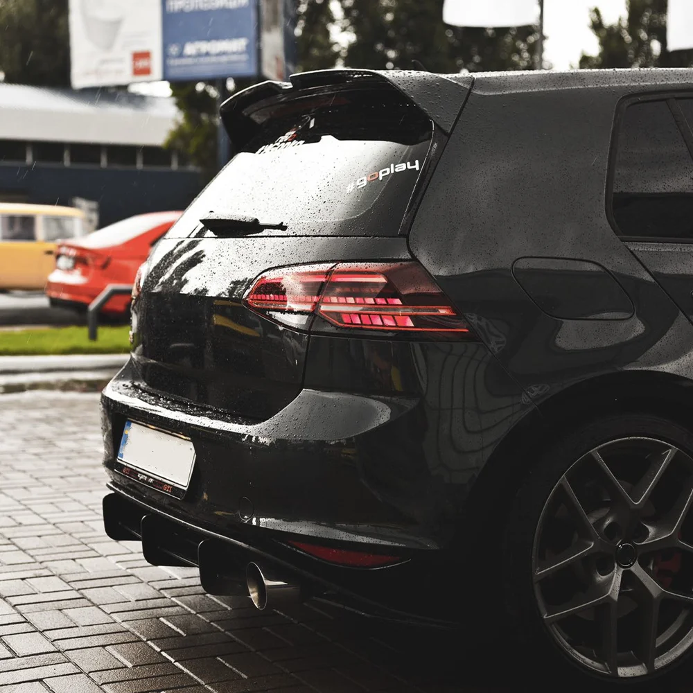 폭스바겐 VW 골프 7 MK7 GTI GTD R TSI TDI 2013-2019용 글로스 블랙 리어 스포일러 캡 익스텐션 리어 윙 바디킷 튜닝 썸네일 4