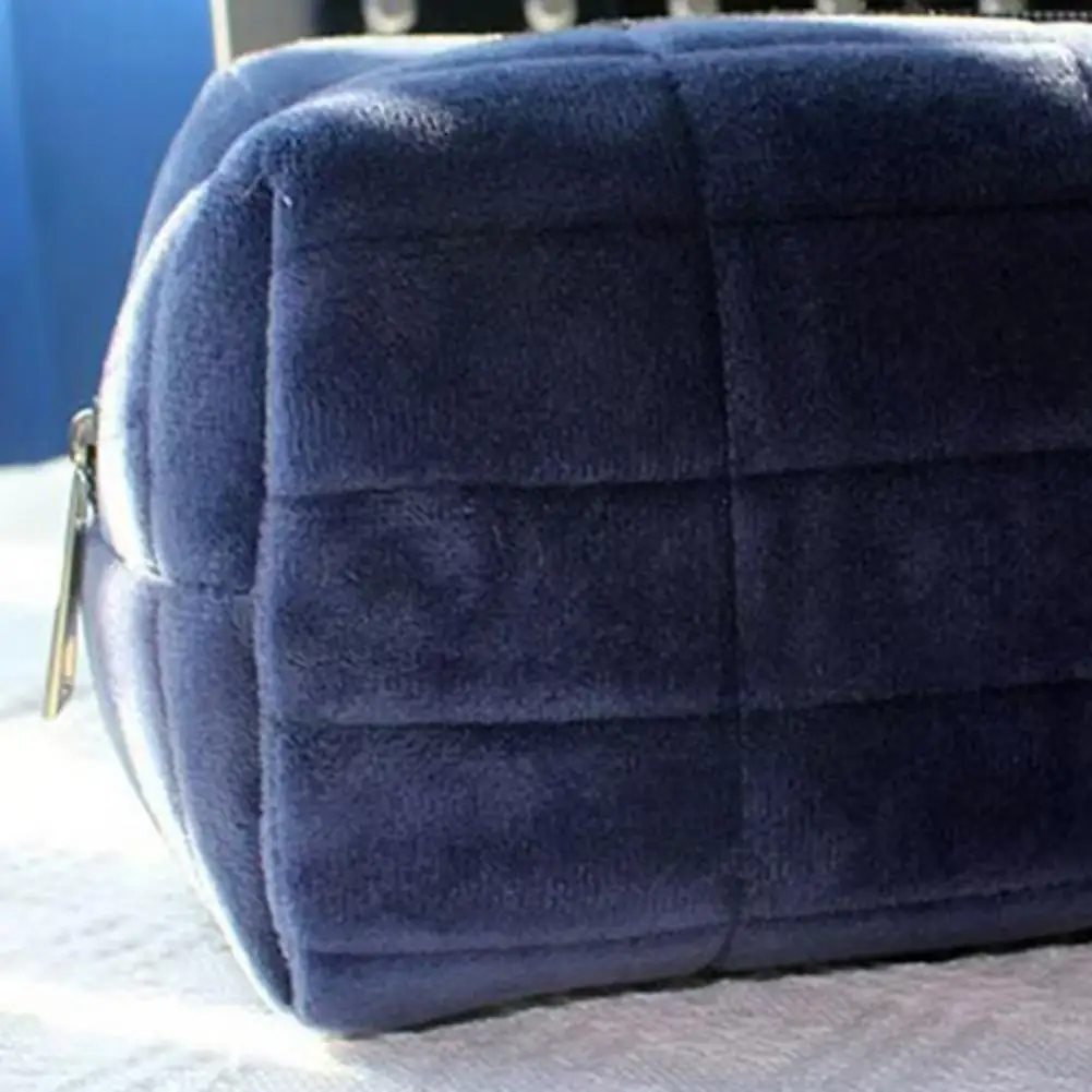 Cosmetic Storage Bag Plush Makeup Bag Travel Cosmetic Organizer Portable Zippered Storage Pouch for Brushes Lotions Business