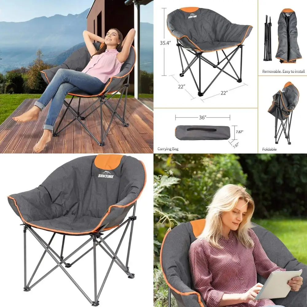 

Portable Oversized Cushioned Moon Chair for Outdoor Leisure, Camping, and Hiking with Carry Bag