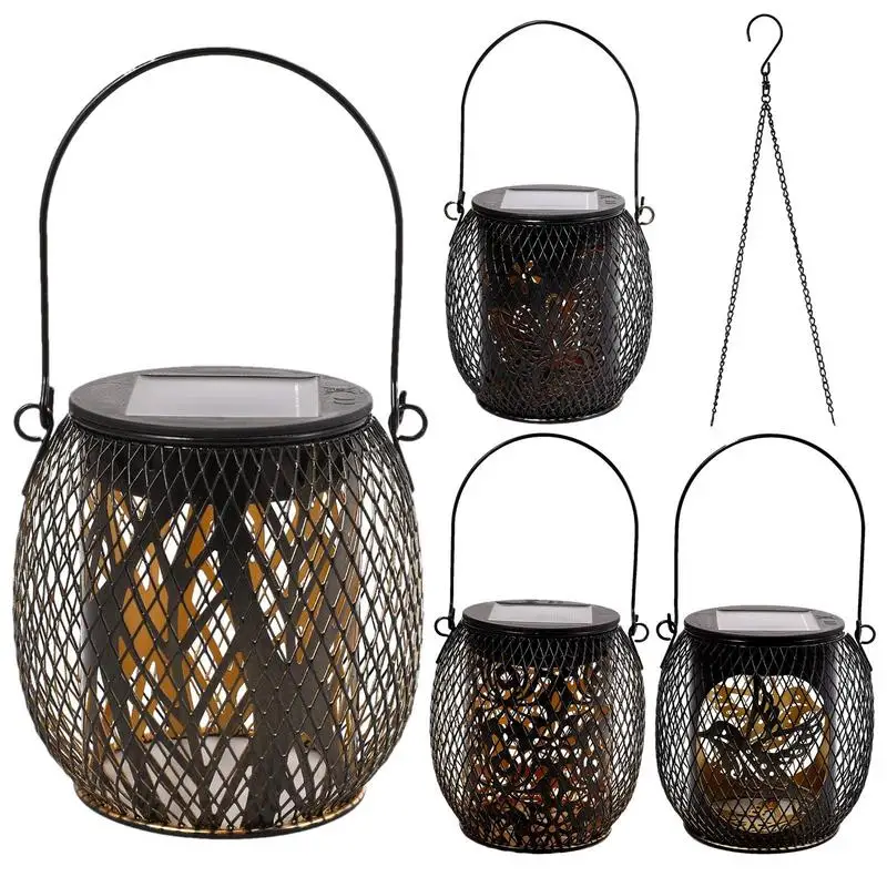 

Metal Solar LampOutdoor Hanging Lantern Rechargeable Waterproof Table Lamp Mosaic Night Light For Patio Outdoor Moroccan Lantern