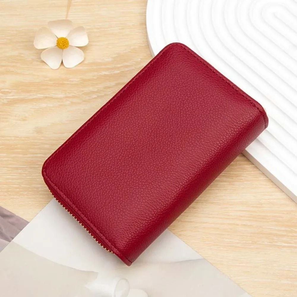 

Portable Solid Color Wallet Polyester Anti-splash Water Women Card Bag Multiple Card Fashion Zipper Leather Purse Dating