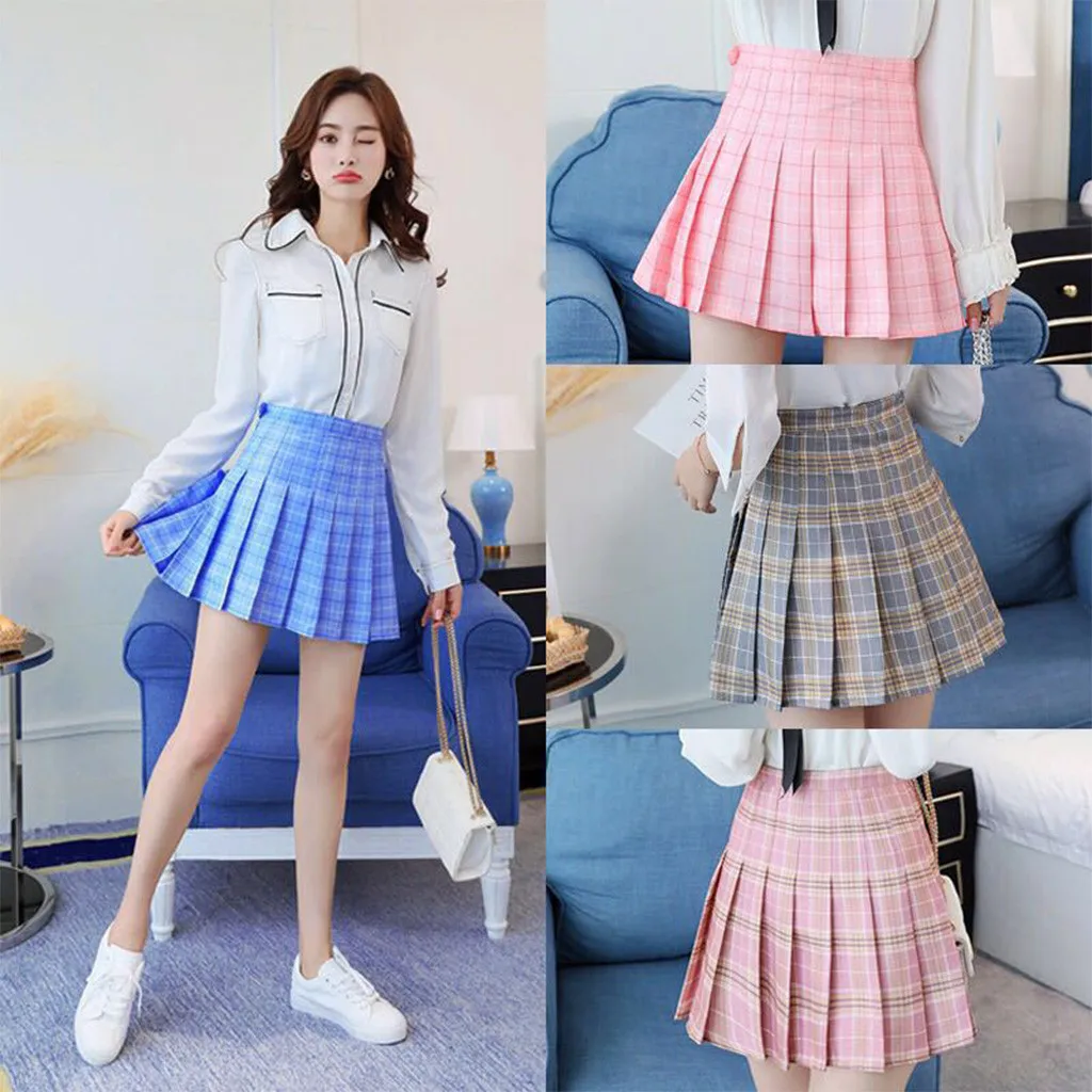 2023 Plaid Women Pleated Skirt Bow Knot Summer High Waist Preppy Girls Dance Mini Skirt Cute A Line Harajuku Sexy Japan Faldas