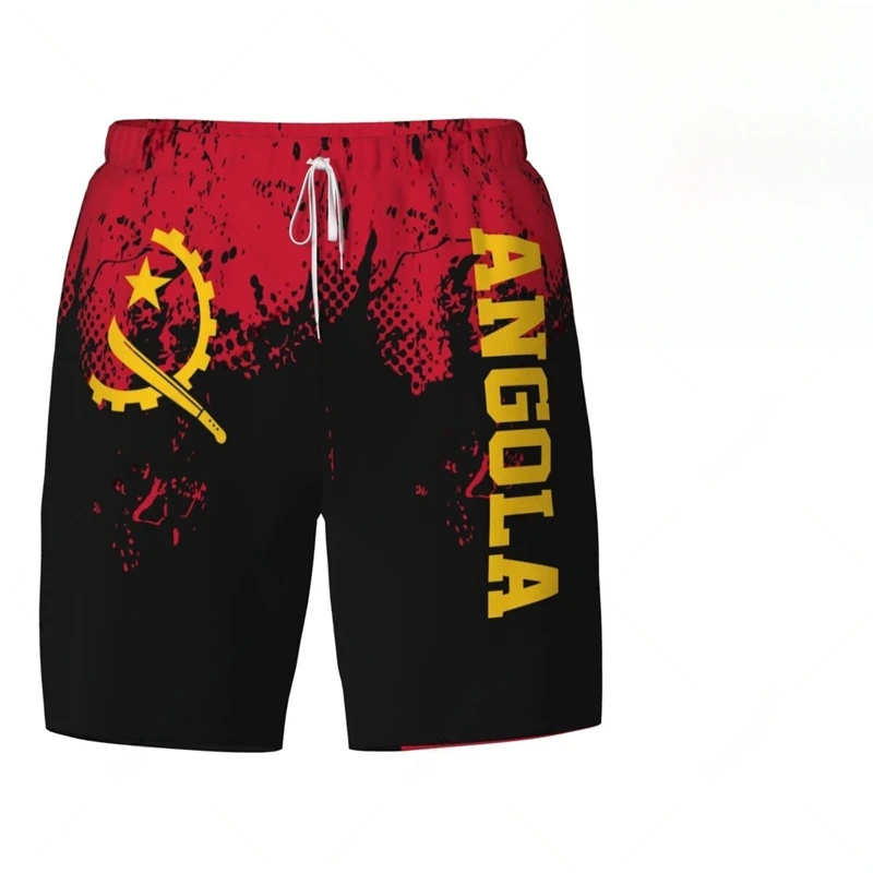 

Fashion Angola Flag Beach Shorts Summer Casual Men Women 3D National Emblem Printed Short Pants Loose Quick Dry Swim Trunks