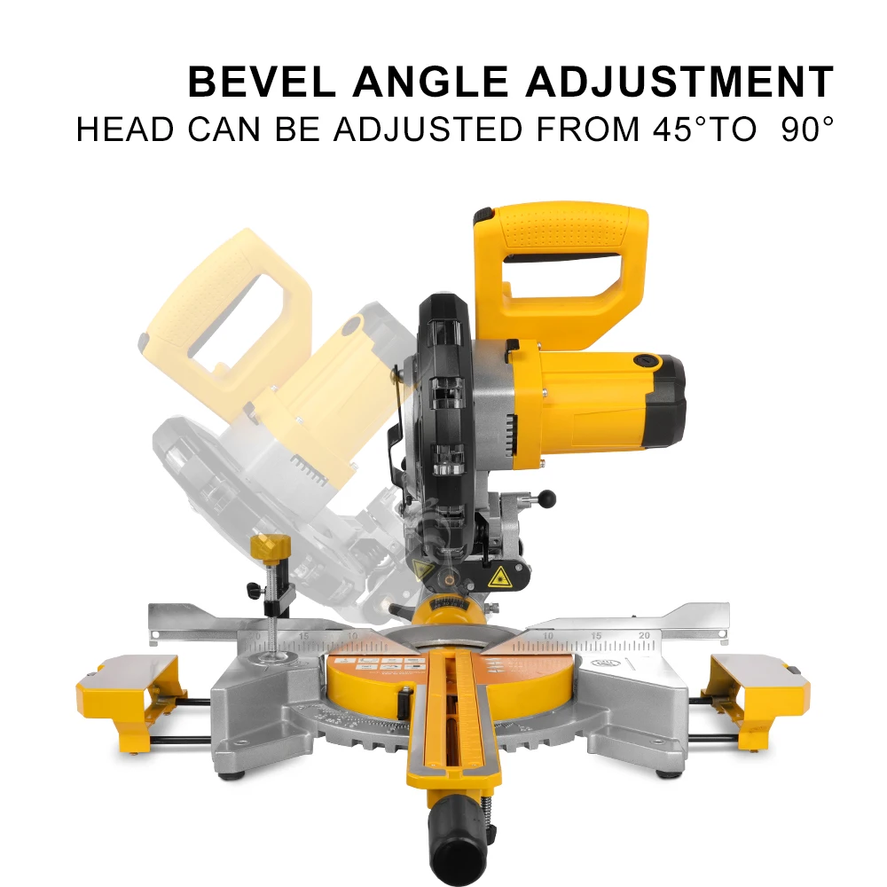 LUXTER 8 Inch 210mm Miter Saw Compound Sliding Single Bevel With Laser For Woodworking And Aluminium Cutting