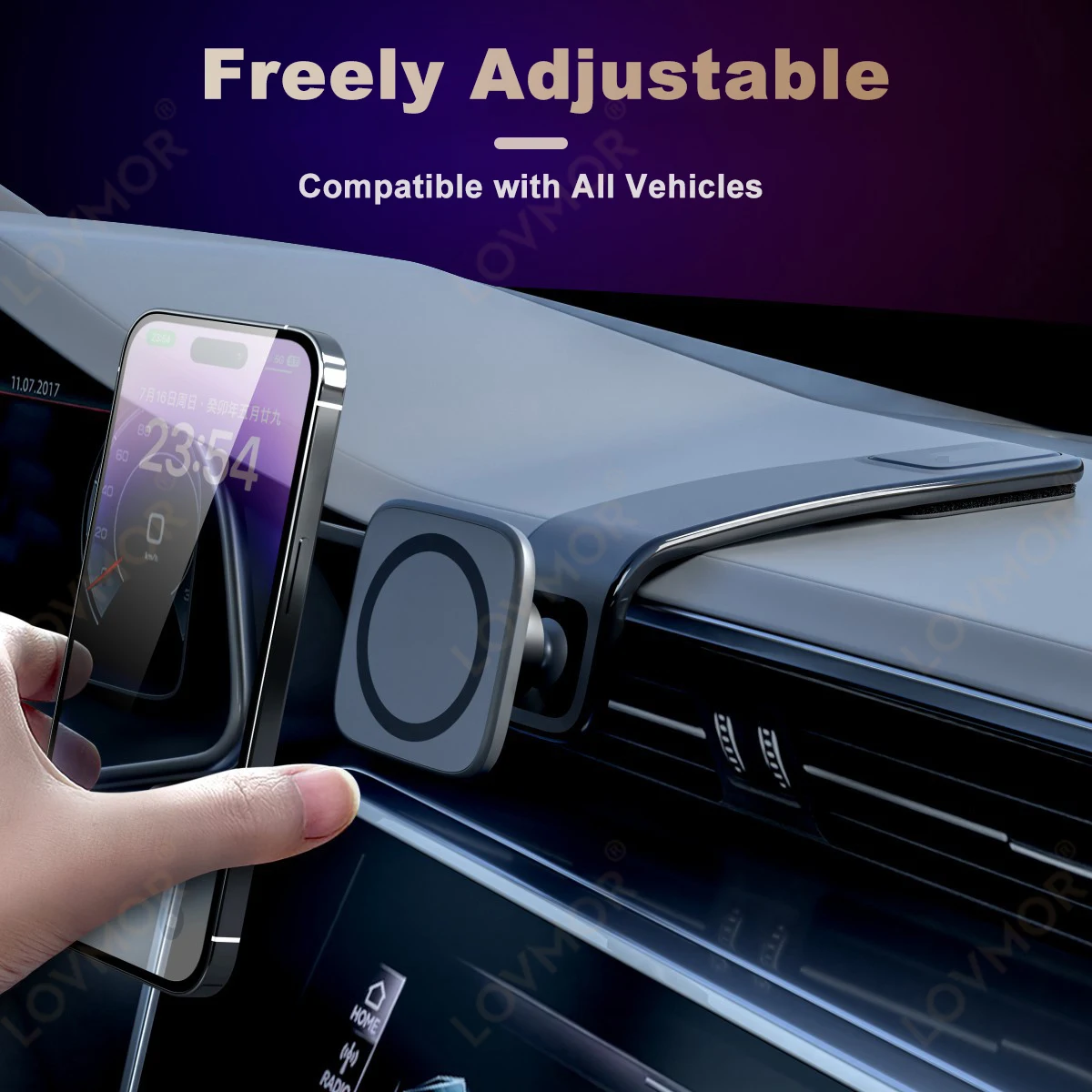 Supporto per telefono magnetico regolabile gratuito per cruscotto auto Magsafe con gancio di sfiato ClipMount Supporti 2 in 1 per iPhone 15 14 13 12