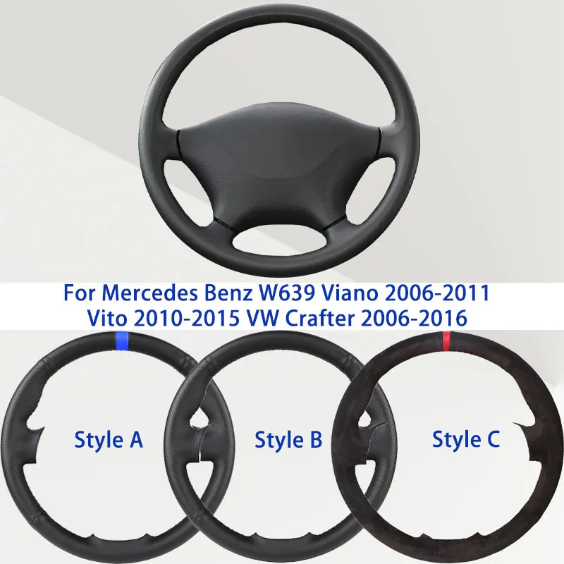 

Microfiber Synthetic Leather Car Steering Wheel Cover For Mercedes-benz W639 Viano Vito VW Crafter Soft Damping Automotive Grip