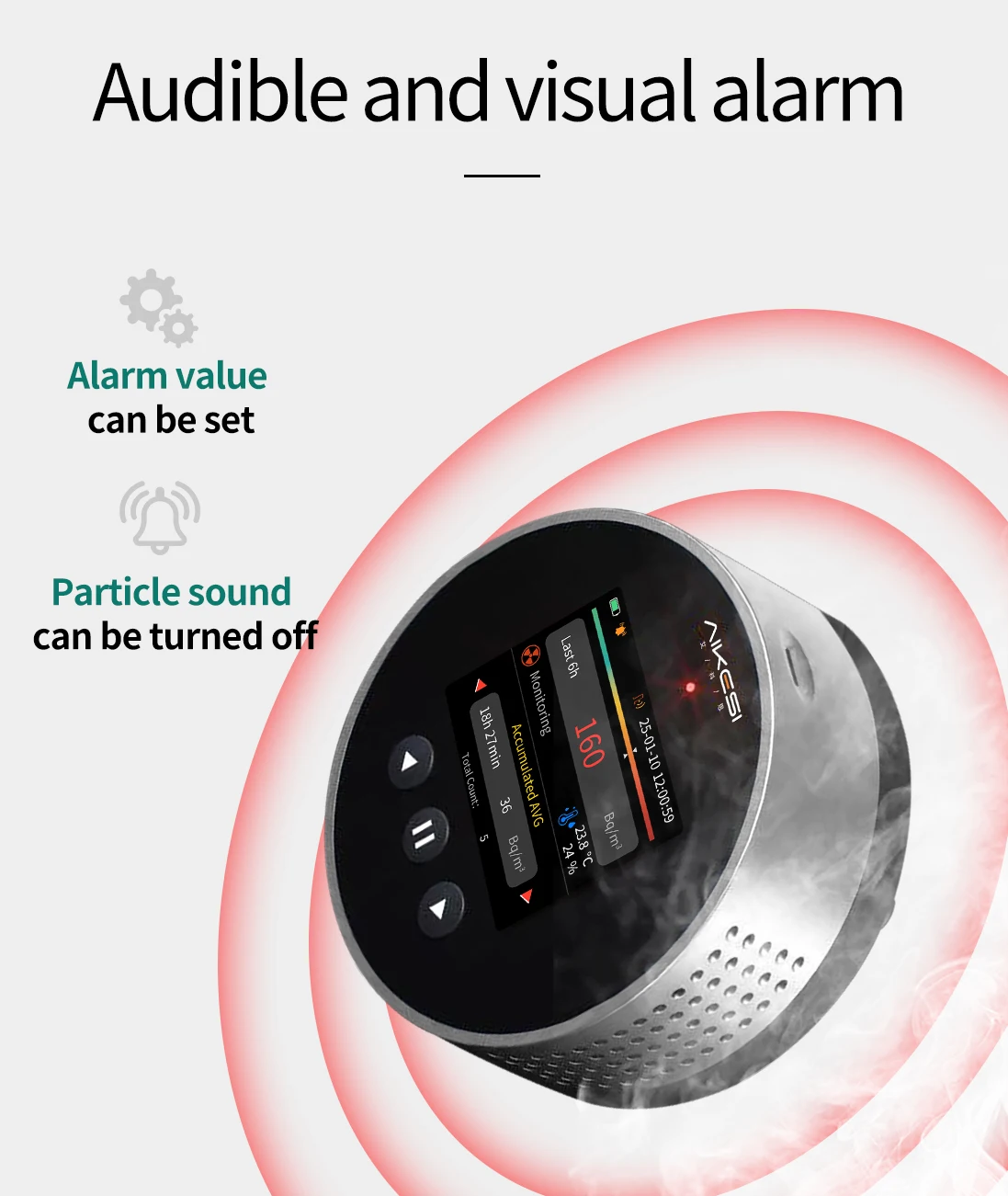 Radon  Detector  OEM Smart Air Quality Radon Semiconductor Monitor Sensors Pulsed  Alpha Spectrometry Detector