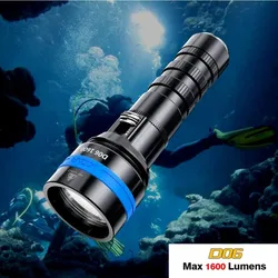 Xtar D06 1600 lumen torcia magnetica Scuba Slide Switch subacquea 100m fotografia torcia subacquea XHP35 XPL XML LED Lantern