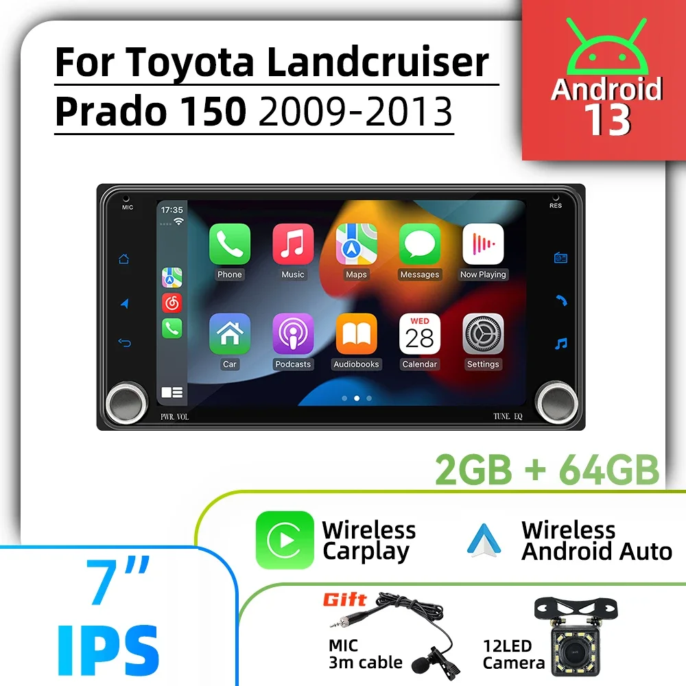 

7" Stereo Car Multimedia For Toyota Landcruiser Land Cruiser Prado 150 2009-2013 Carplay Autoradio 2 Din Android Radio Head Unit