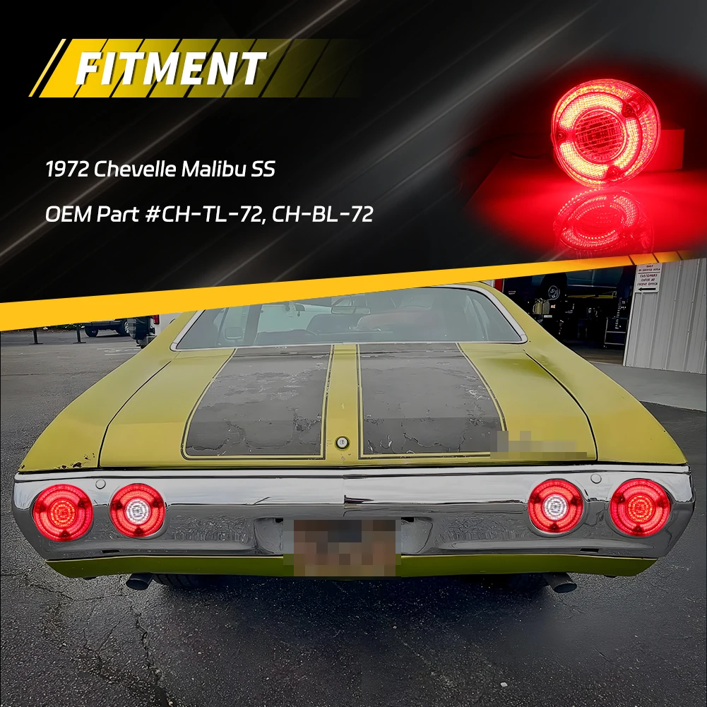 4 قطعة المصد الخلفي DRL ضوء الفرامل ضوء الذيل ضوء احتياطية ضوء عكس الضوء ث/LED ل 1972 شيفروليه شيفيل ماليبو SS لا لمبة #2